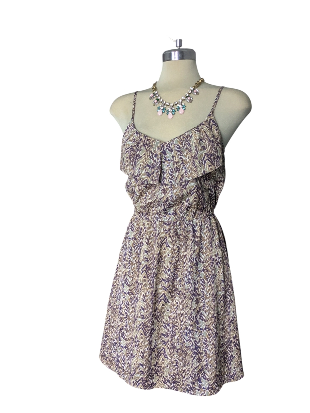 H&M Purple and Cream Printed Midi Dress